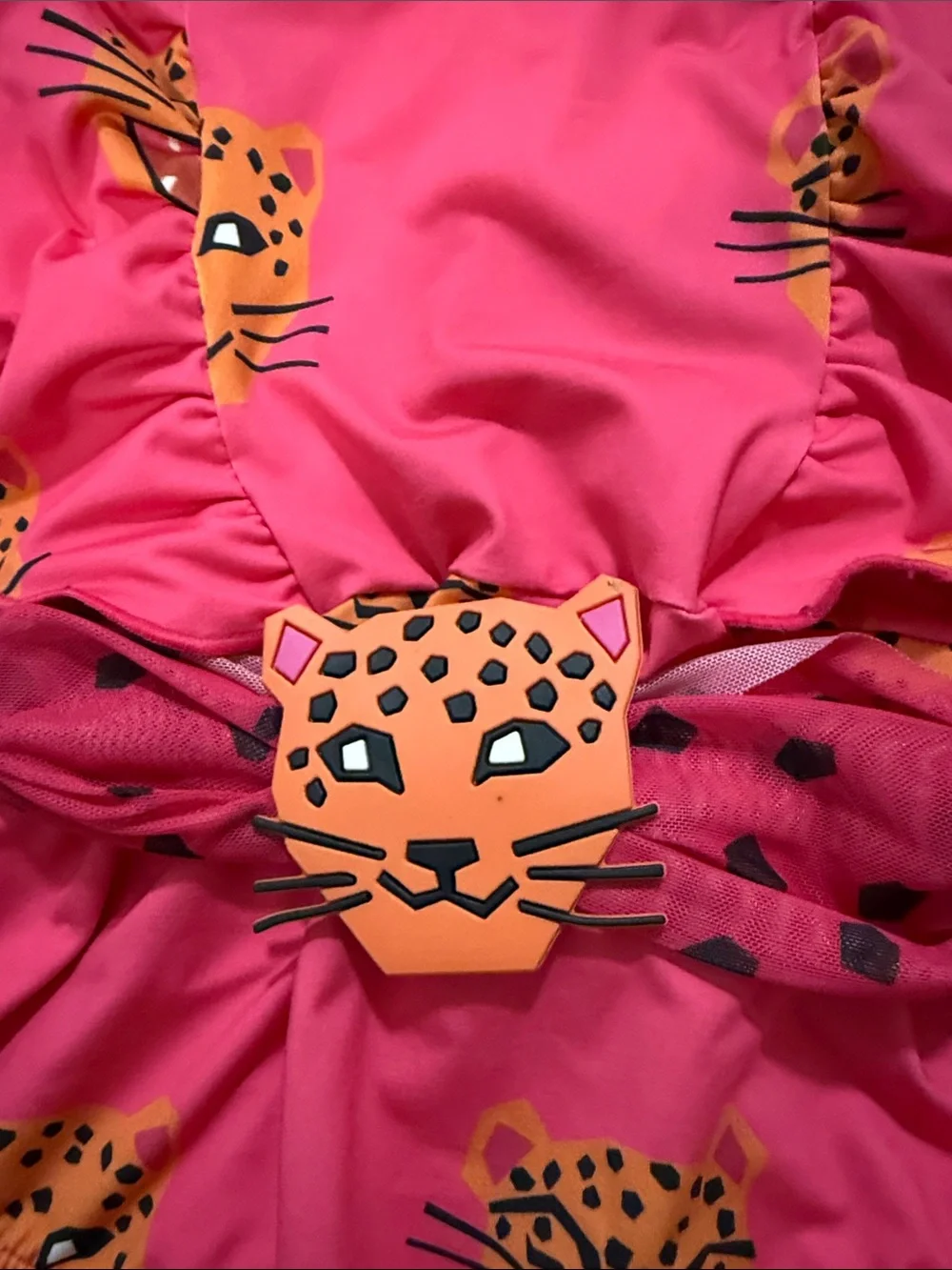 Girls Hot Pink Leopard Print One-Piece Swimsuit - Brazilian size 12 fits size M